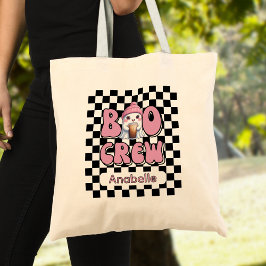 Tote Bag Boo Crew Fantôme rose avec café glacé Personnalisé