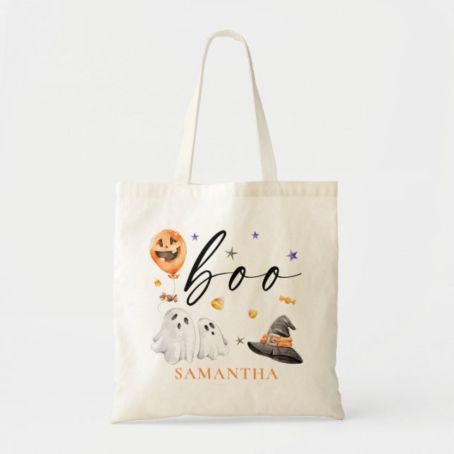 Tote Bag Boo Halloween aquarelle ou traitement (Devant)