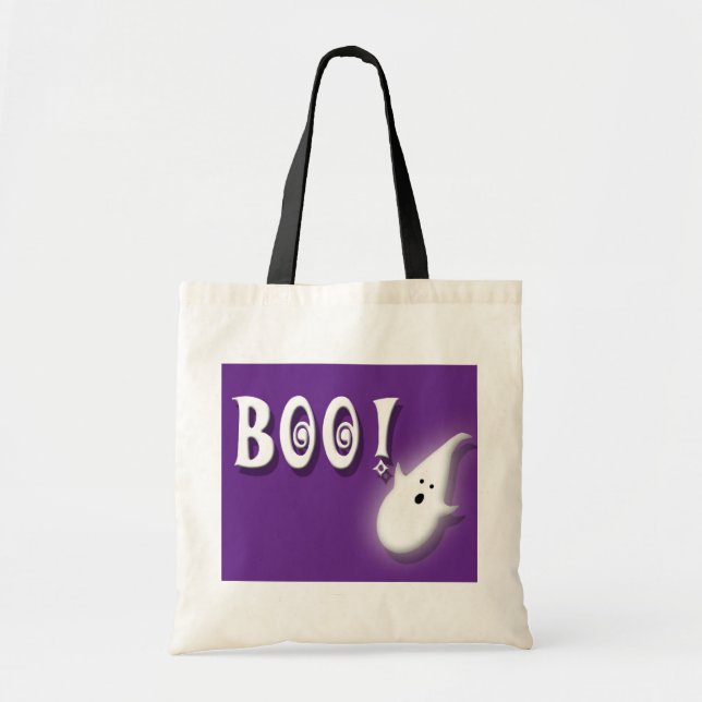 Tote Bag Boo ! Halloween fantôme violet (Devant)