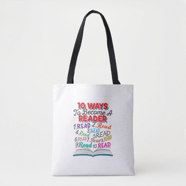 Tote Bag Book Lover 10 Ways to Become a Reader (Devant)