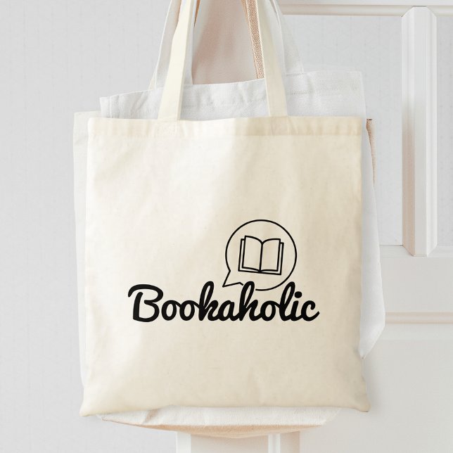 Tote Bag Bookaholic Funny Text Bookworm Book Lover Lecture (Créateur téléchargé)