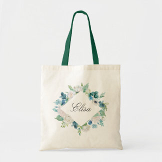 Tote Bag Bordure florale blanche blanche blanche de l'âge f