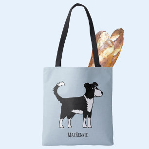Tote Bag Bordure mignonne galloise Collie Sheepdog Nom pers