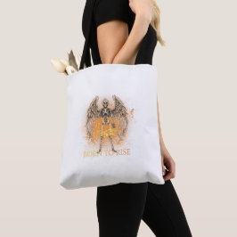 Tote Bag  Born to Rise – Skeleton Angel with Sword Design