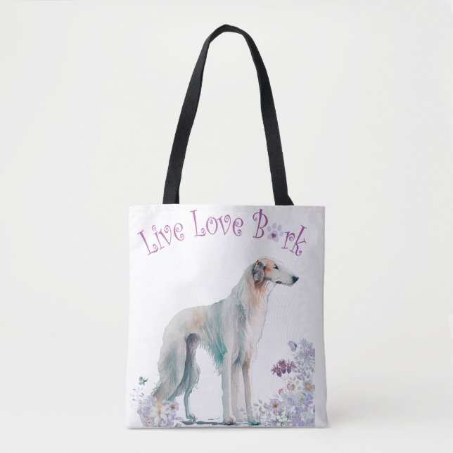 Tote Bag Borzoi Chien Maman Floral (Devant)