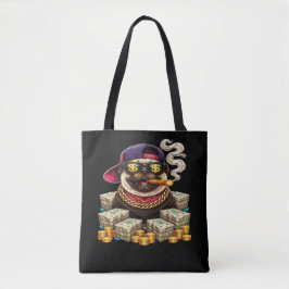 Tote Bag Boss Pug — Pug Bling avec Argent et Cigare"