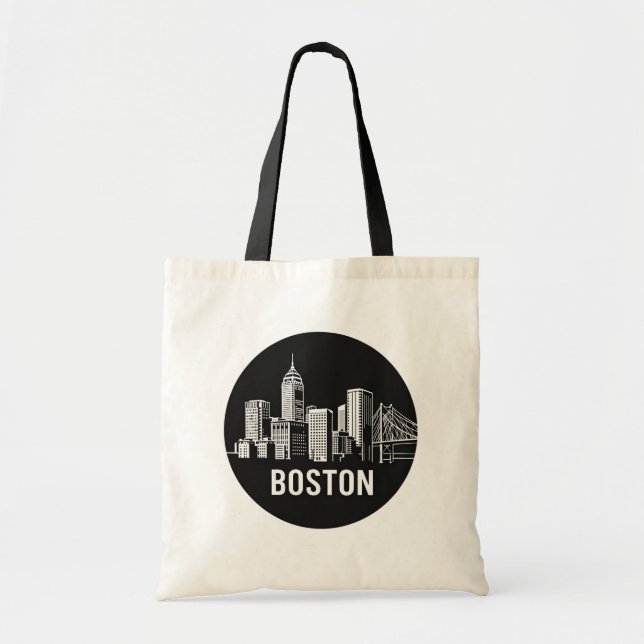 Tote Bag Boston Massachusetts, États-Unis Skyline Silhouett (Devant)