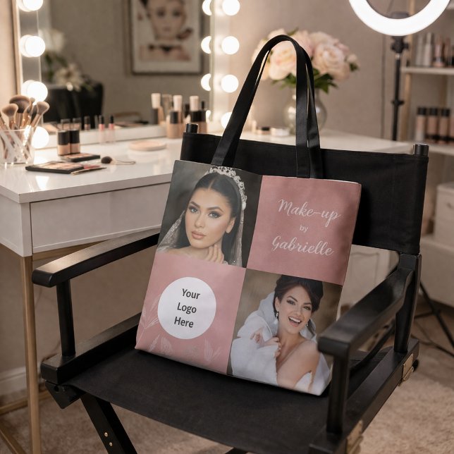 Tote Bag Botanical Dusty Rose Boho Photo White Script Logo (Créateur téléchargé)