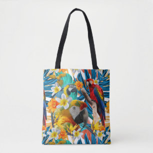Tote Bag Botanique coloré de collage d'ara tropical de