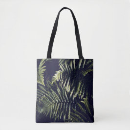 Tote Bag Botanique Feuille de fougères vert foncé