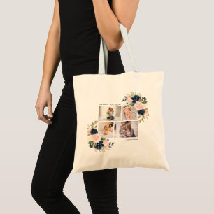 Tote Bag Botanique Floral Maman Photo Collage Aquarelle