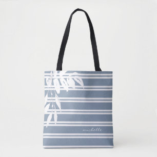 Tote Bag Botanique moderne à bande blanche grise personnal