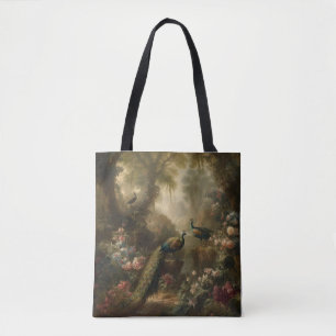 Tote Bag Botanique : trois paons dans le jardin anglais