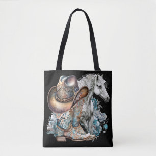 Tote Bag Botte de cheval Cowgirl bottes de cowboy casquette