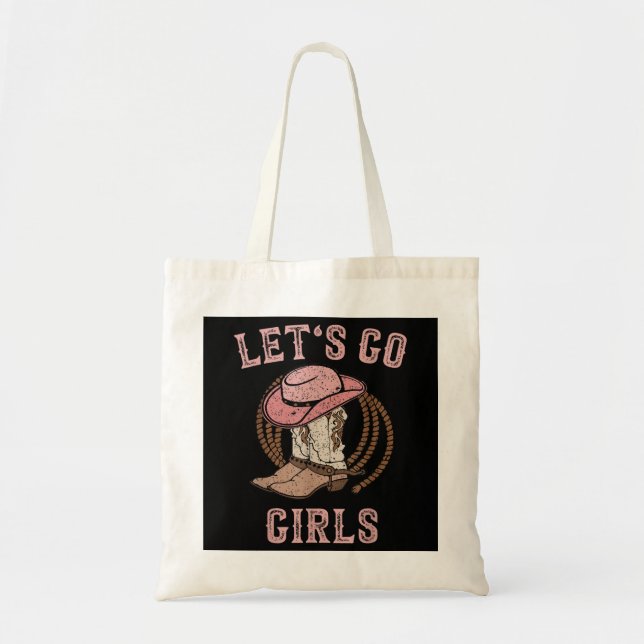 Tote Bag Bottes Casquettes de Cowboy Allons-y Filles Filles (Devant)