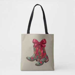 Tote Bag Bottes de coquette de Noël Cowgirl occidentale Xma
