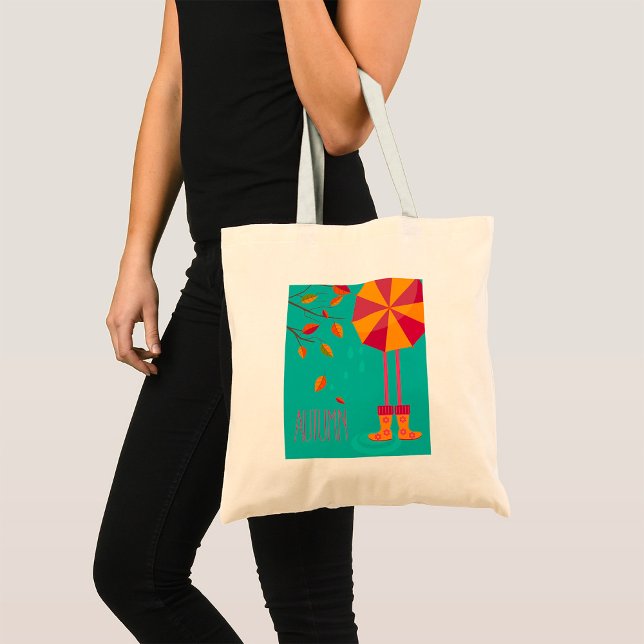 Tote Bag Bottes de pluie d'automne et feuilles d'automne pa (Créateur téléchargé)