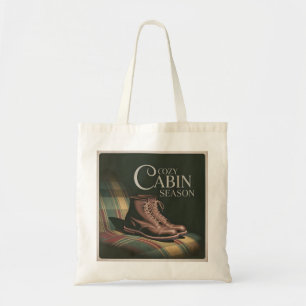 Tote Bag Bottes de saison de cabane confortable Plaid autom