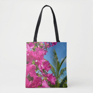 Tote Bag Bougainvilliers et palmiers paysage tropical