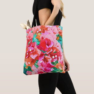 Tote Bag Bougainvilliers sauvages, fleurs été Floral Bohème
