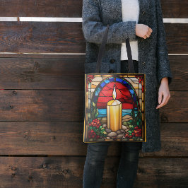 Tote Bag Bougie de Noël dorée Faux Verre tendu