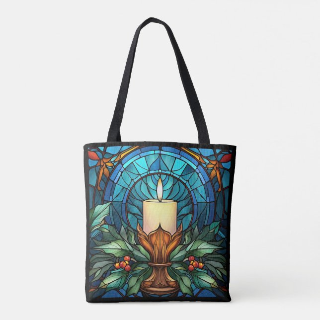 Tote Bag Bougie de Noël Vitrail (Dos)