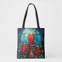Tote Bag Bougie de Noël Vitrail
