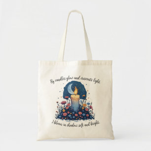 Tote Bag Bougie & Fleurs sous l'Art Céleste de la Lune