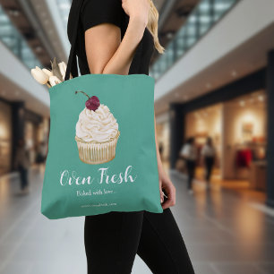 Tote Bag Boulangerie Cerise Cupcake Pâtisserie Chef Vert