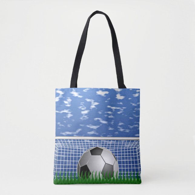 Tote Bag Boule de football dans le net, design populaire, (Devant)