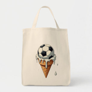 Tote Bag Boule de football dans un cône de crème glacée
