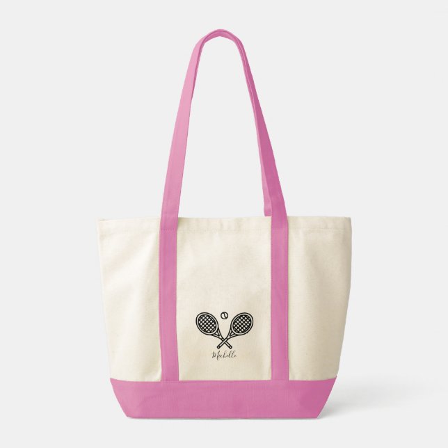 Tote Bag Boule de raquettes du joueur de tennis Votre nom (Dos)