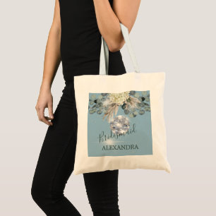 Tote Bag Boule Disco Bridesmaid Floral Blue Eucalyptus