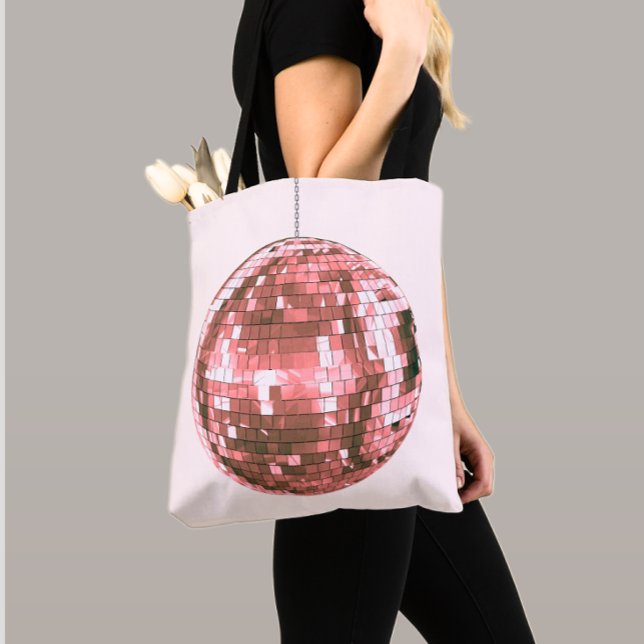 Tote Bag Boule Disco Rose Chaud, Fille Porter Tout, Style R (Créateur téléchargé)