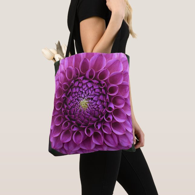 Tote Bag Boule violet Dahlia Floral (De près)