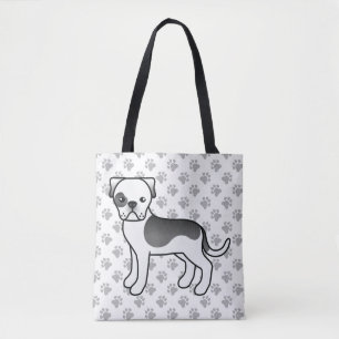 Tote Bag Bouledogue américain pie noir mignon dessin animé