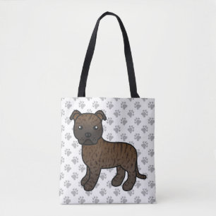 Tote Bag Bouledogue Cartoonique Staffordshire Bringé