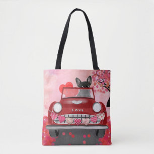 Tote Bag Bouledogue Français Voiture avec coeurs Saint-Vale