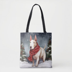 Tote Bag Bouledogue Terrier dans la neige de Noël 