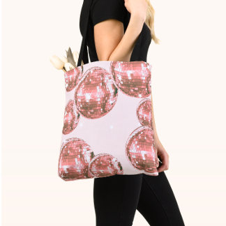 Tote Bag Boules de disco roses, glamour rétro, esthétique f