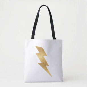 Tote Bag Boulon de foudre en or métallique