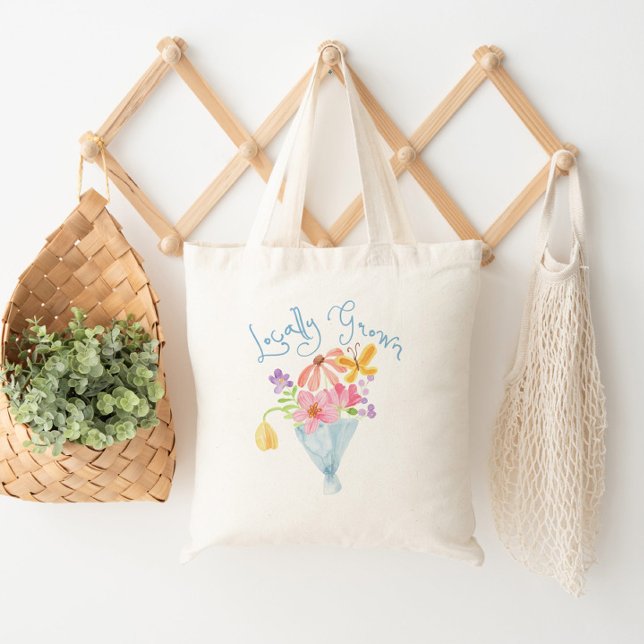Tote Bag Bouquet d'aquarelle Whimsical cultivé localement (Créateur téléchargé)