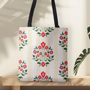 Tote Bag Bouquet d'Astors Rouge Motif Floral Sans Couture