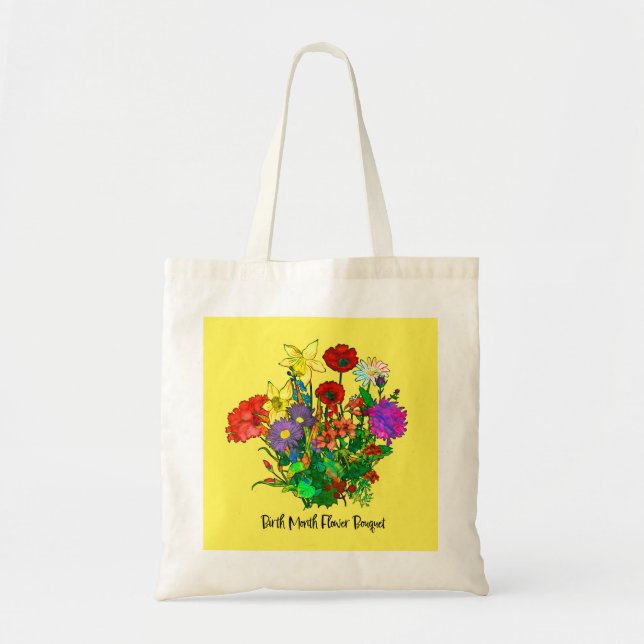 Tote Bag Bouquet de fleurs du mois de naissance (Devant)