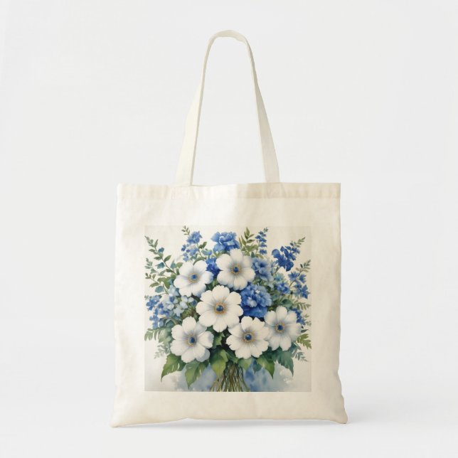 Tote Bag Bouquet de fleurs Elégante aquarelle (Devant)