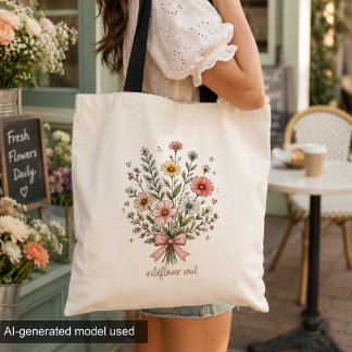 Tote Bag Bouquet de fleurs pastel à l'aquarelle Âme de fleu