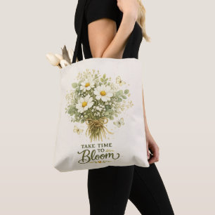 Tote Bag Bouquet de fleurs sauvages blanches Cottagecore Bo