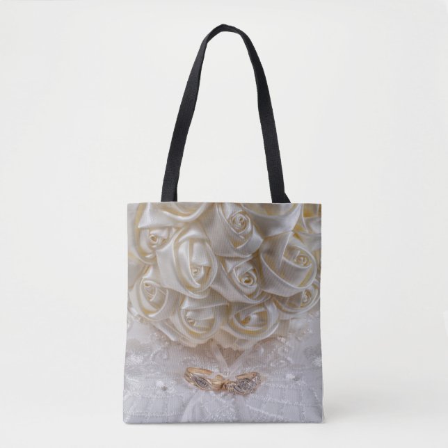 Tote Bag Bouquet de mariage avec anneaux (Devant)