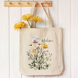 Tote Bag Bouquet Fleur sauvage séché par calligraphie de mo