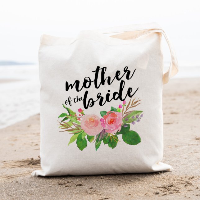 Tote Bag Bouquet floral aquarelle|Mère de la mariée (Créateur téléchargé)